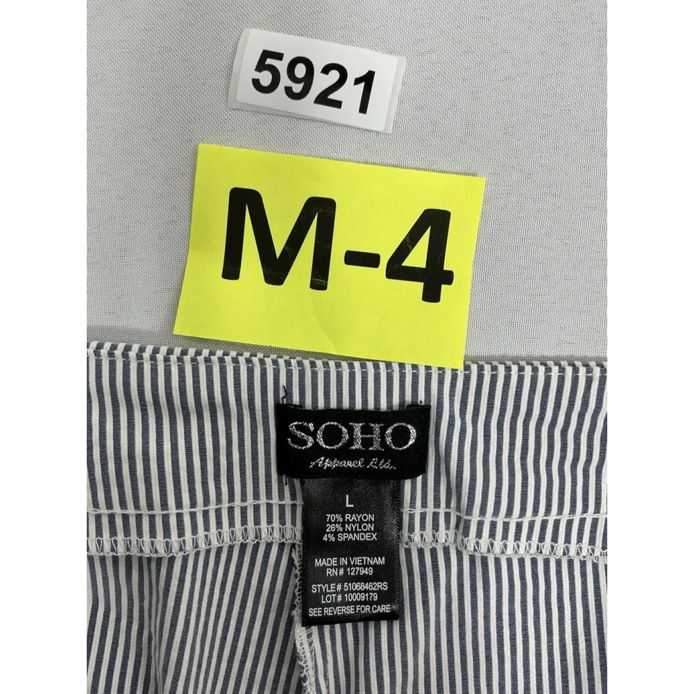 Womans SoHo Apparel Pullon Bermuda Shorts Large Blue White Stripe NWT